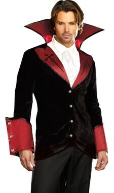 Dreamgirl Velvet Vampire Costume Jacket Coat Large Black Red Light-Up Cross 8177